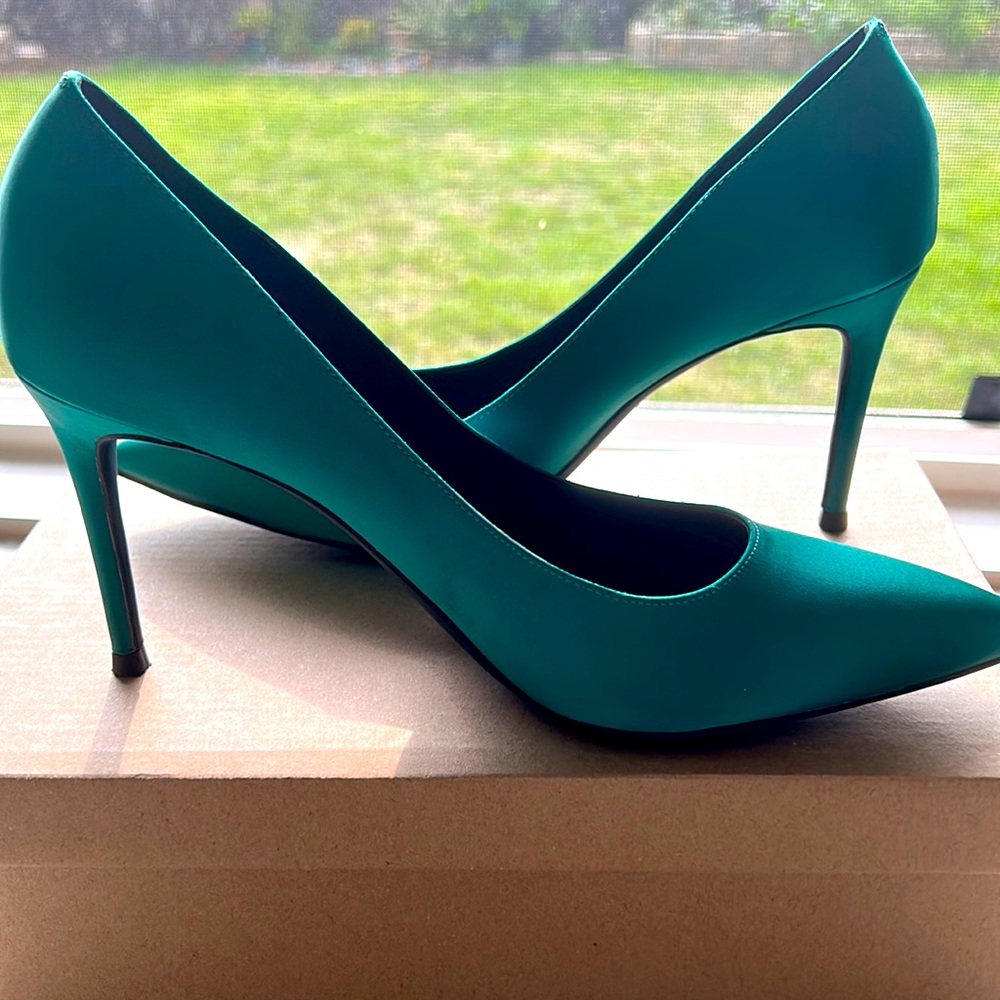 Elegant Satin Green Heels